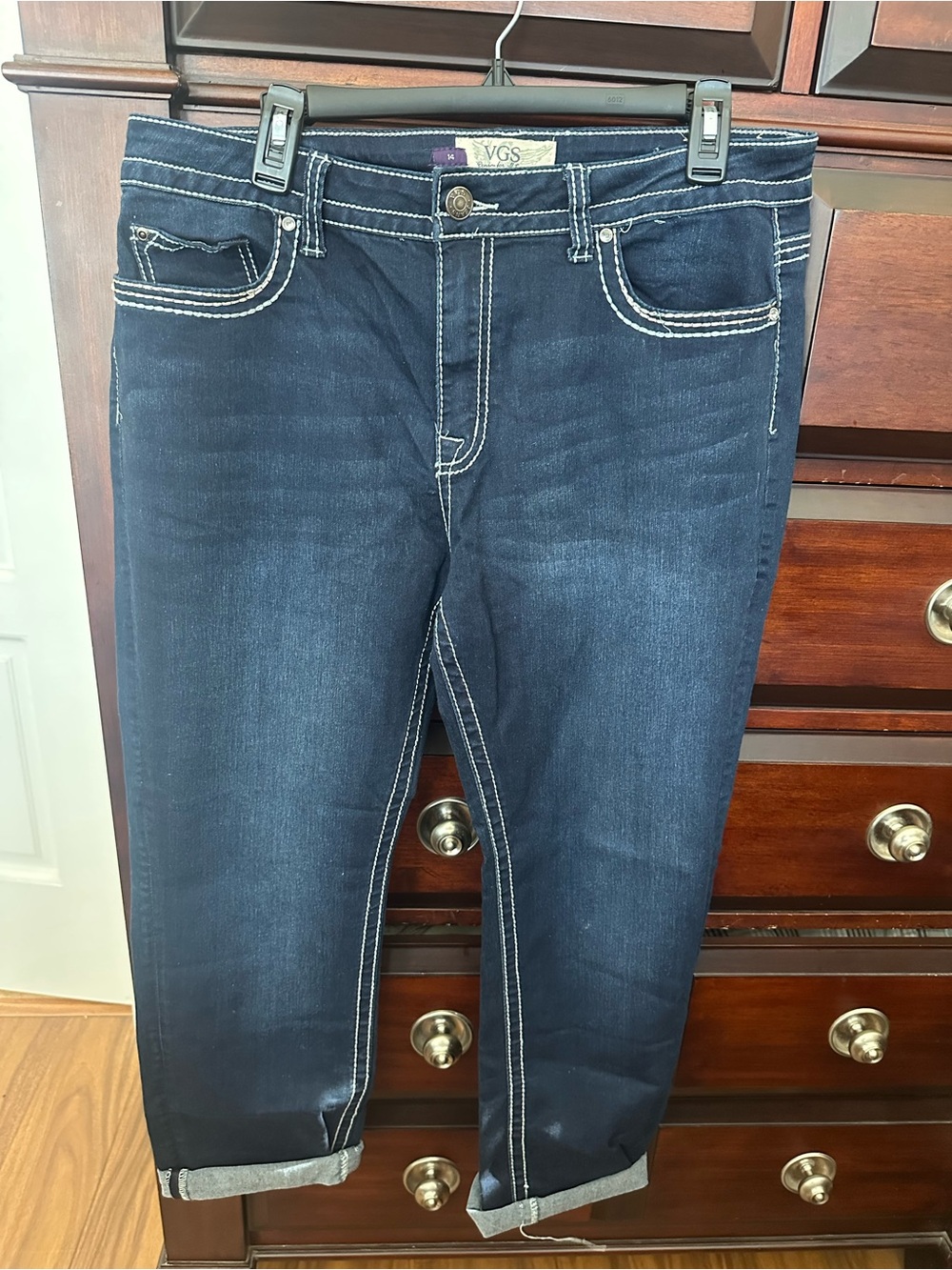 VGS women’s Sz 14 Cropped Denim Pant 5 Pocket Stretch